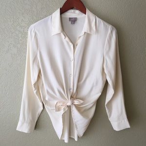 J. Jill 100% Silk Cream Button Down Dress Shirt